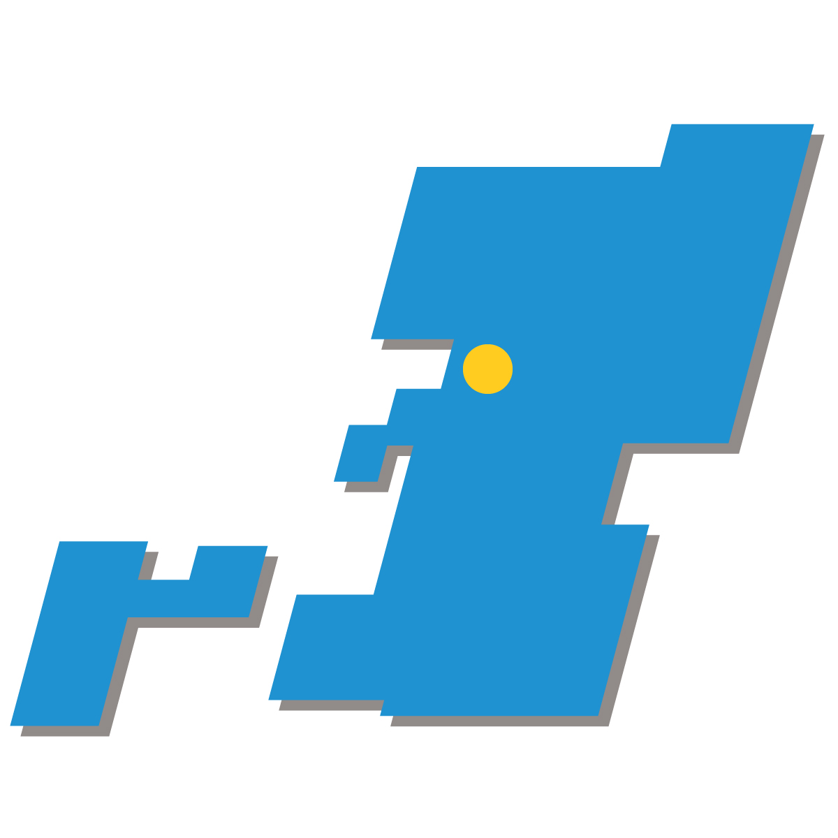 熊本県の無料フリーイラスト|簡易・県庁あり・四角斜め(青)