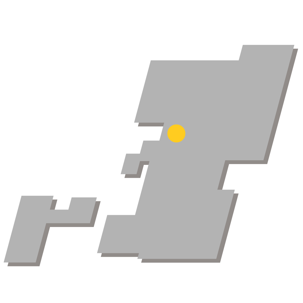 熊本県の無料フリーイラスト|簡易・県庁あり・四角斜め(グレー)