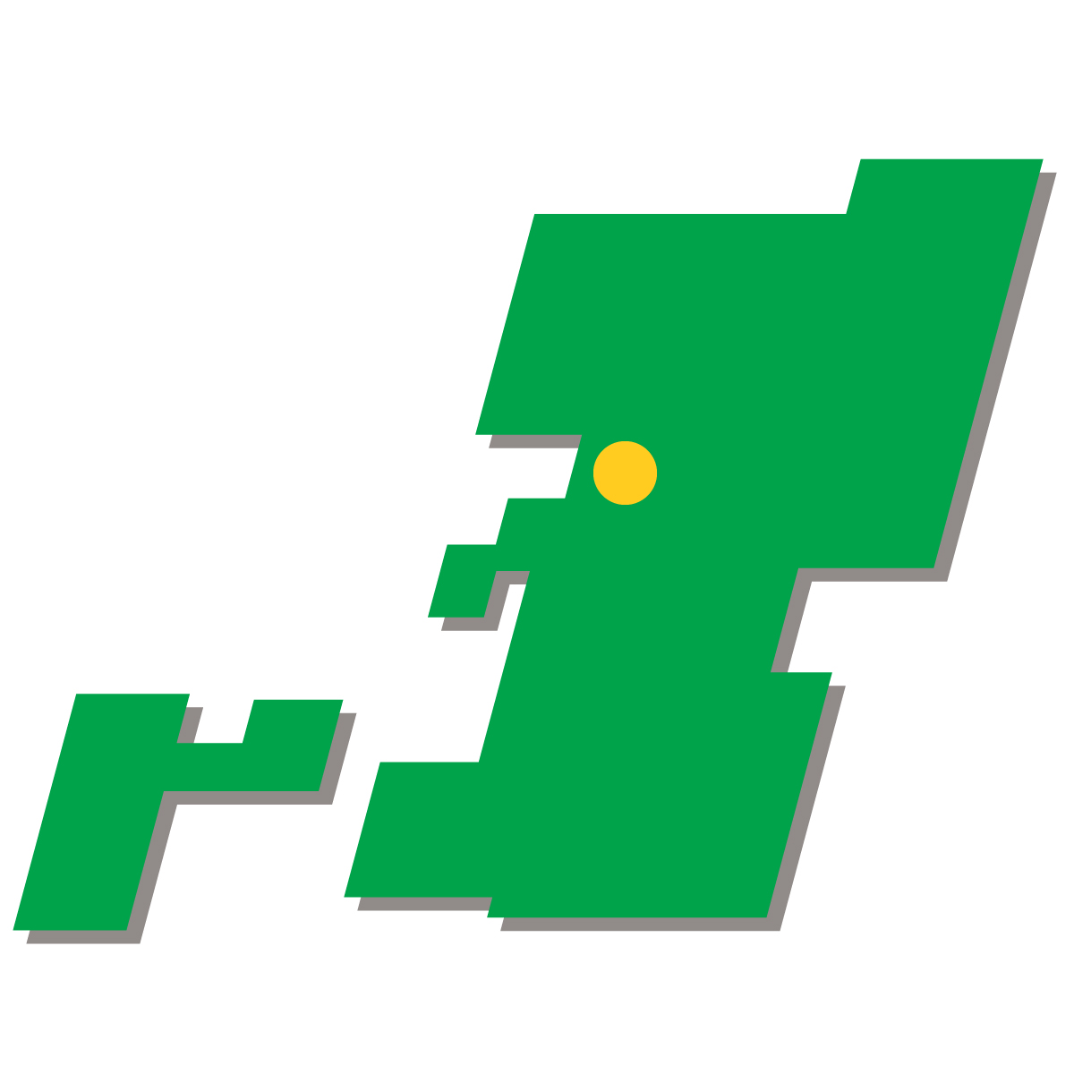 熊本県の無料フリーイラスト|簡易・県庁あり・四角斜め(緑)
