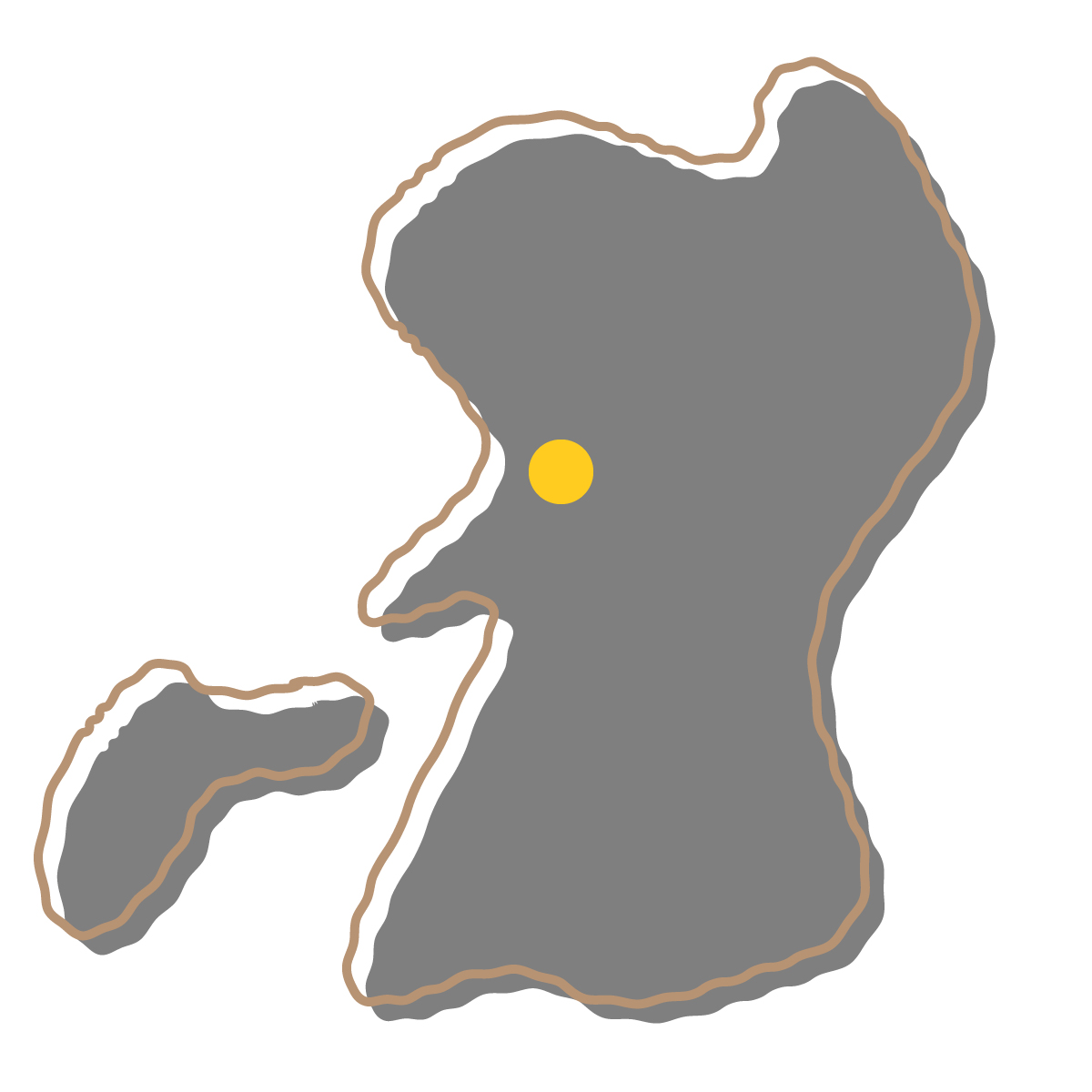 熊本県の無料フリーイラスト｜簡易・県庁あり・イラスト風(黒)