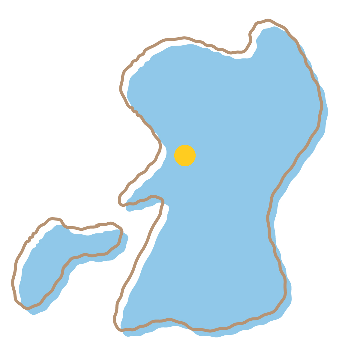 熊本県の無料フリーイラスト|簡易・県庁あり・イラスト風(青)