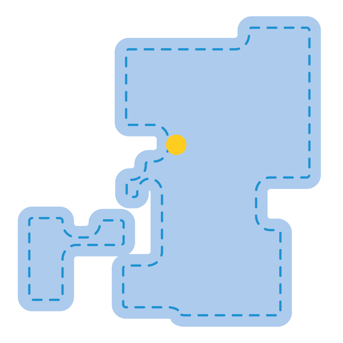 熊本県の無料フリーイラスト|簡易・県庁あり・角丸ステッチ(青)