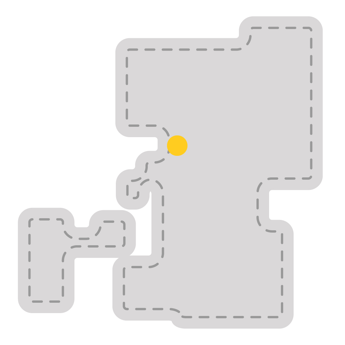 熊本県の無料フリーイラスト｜簡易・県庁あり・角丸ステッチ(グレー)