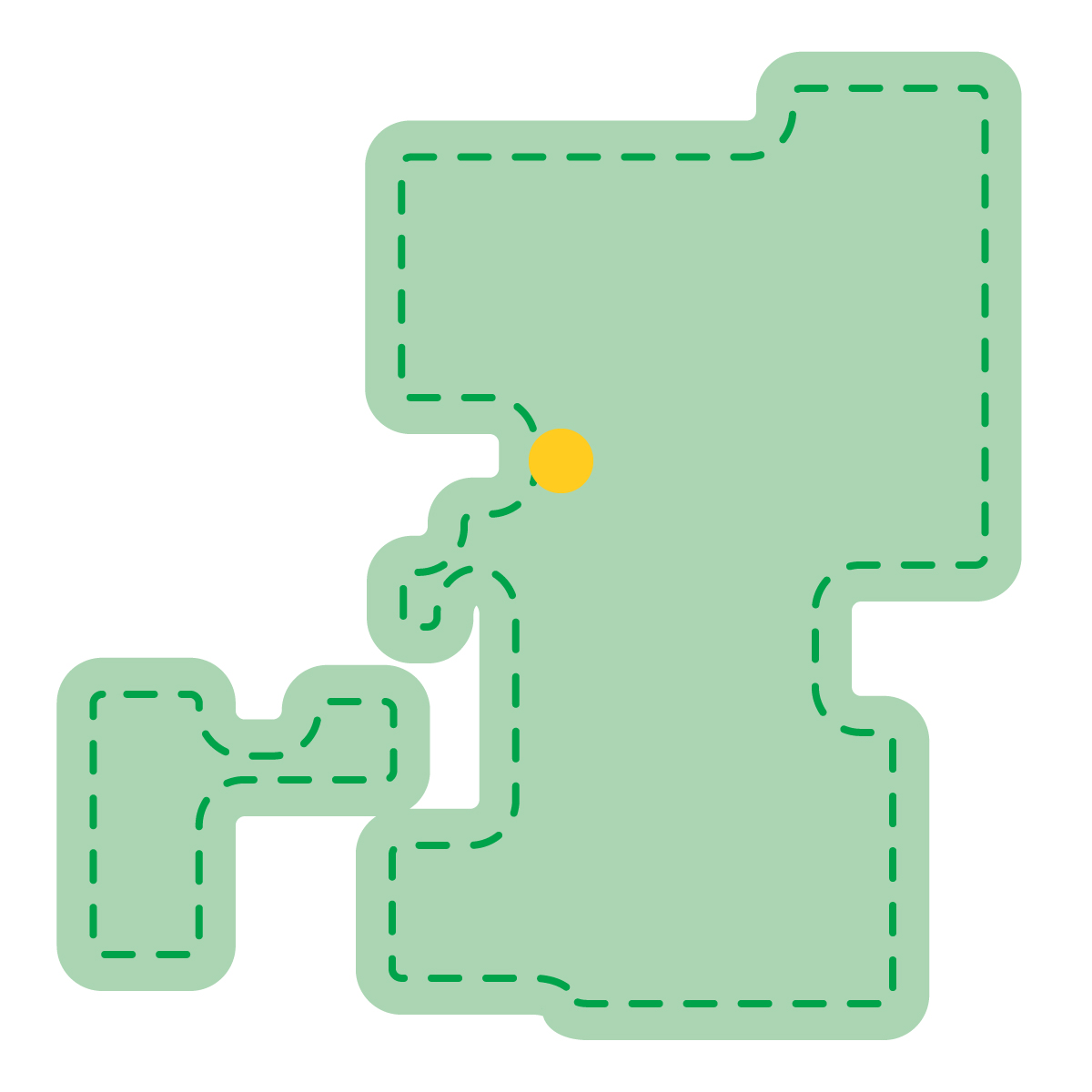 熊本県の無料フリーイラスト｜簡易・県庁あり・角丸ステッチ(緑)