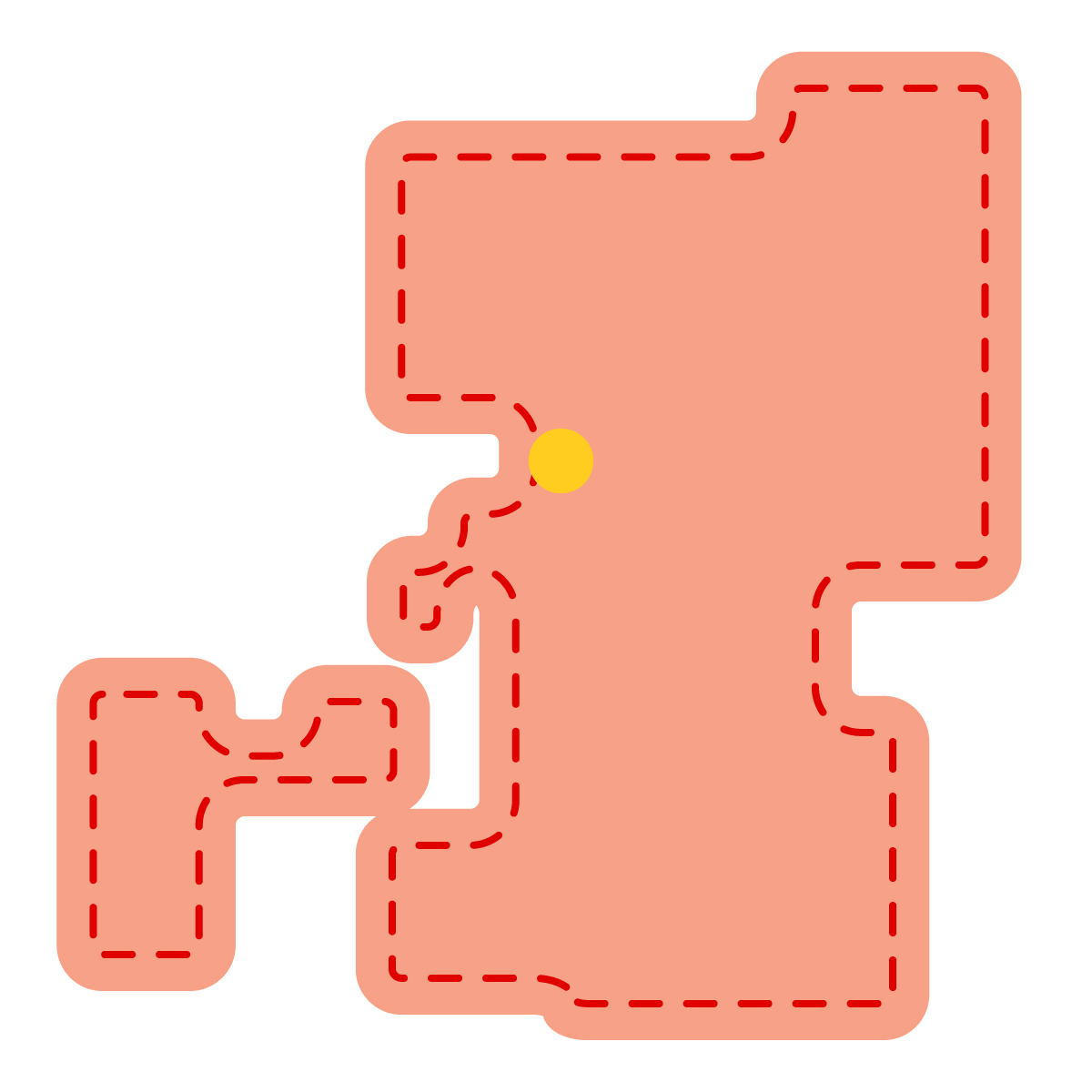 熊本県の無料フリーイラスト｜簡易・県庁あり・角丸ステッチ(赤)