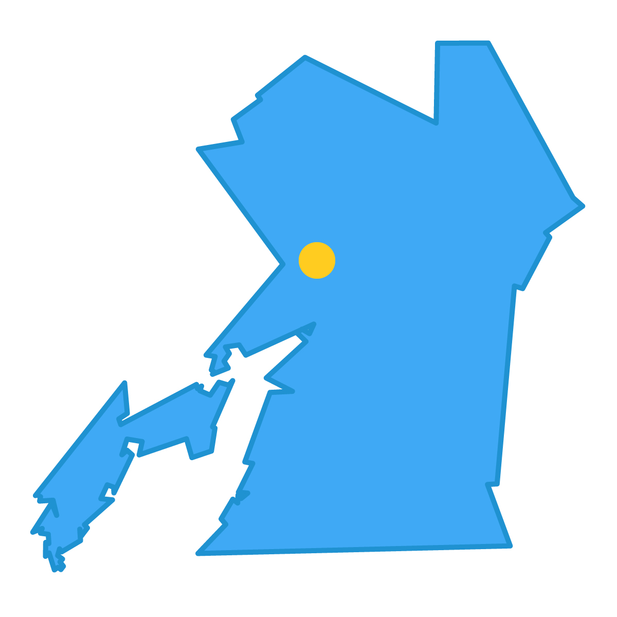 熊本県の無料フリーイラスト｜簡易・県庁あり・単純化(青)