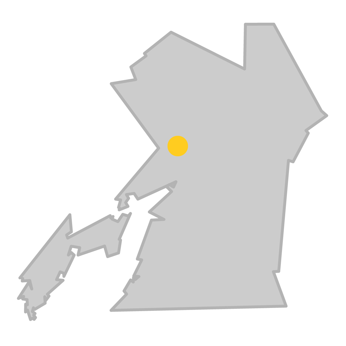 熊本県の無料フリーイラスト|簡易・県庁あり・単純化(グレー)