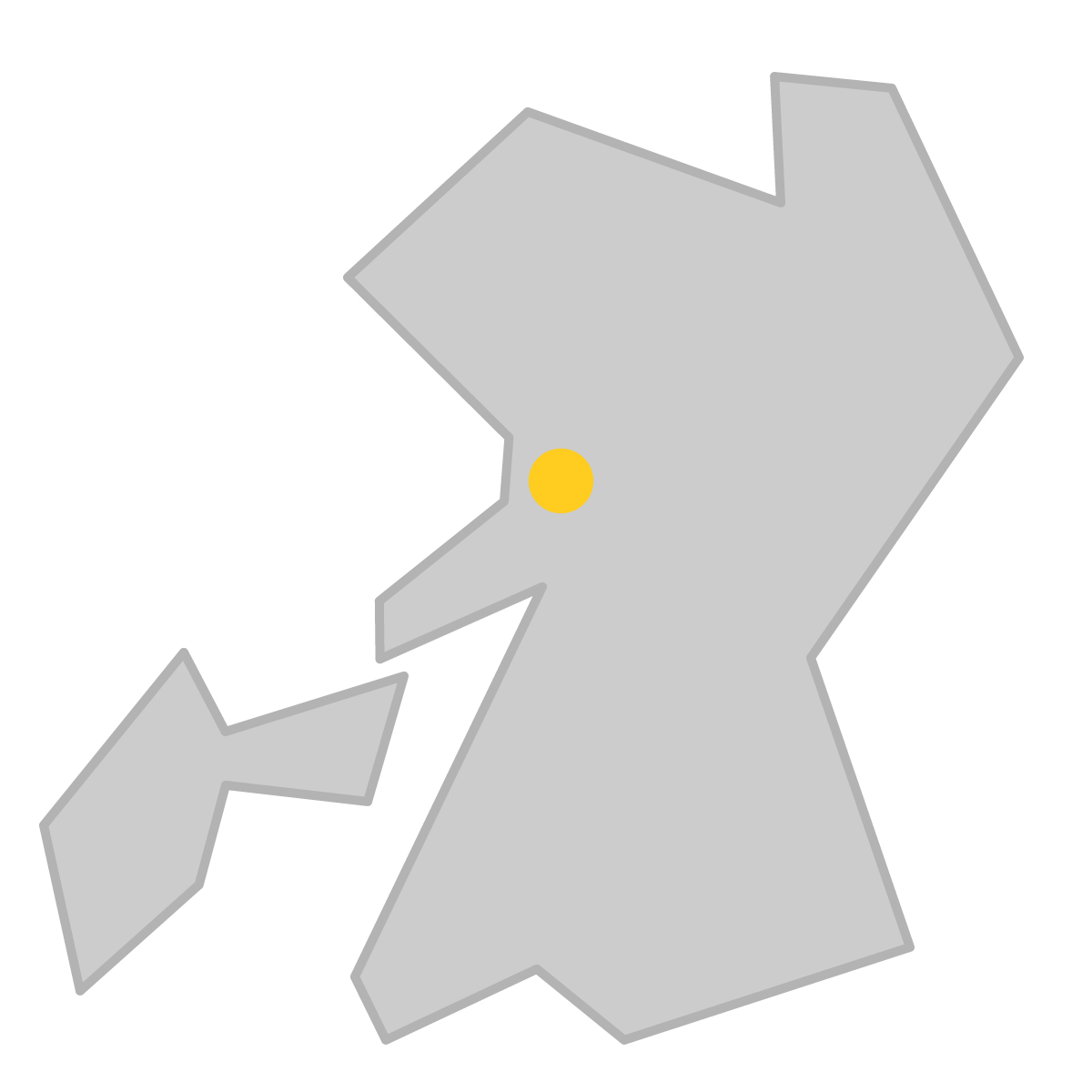 熊本県の無料フリーイラスト｜簡易・県庁あり・三角(グレー)