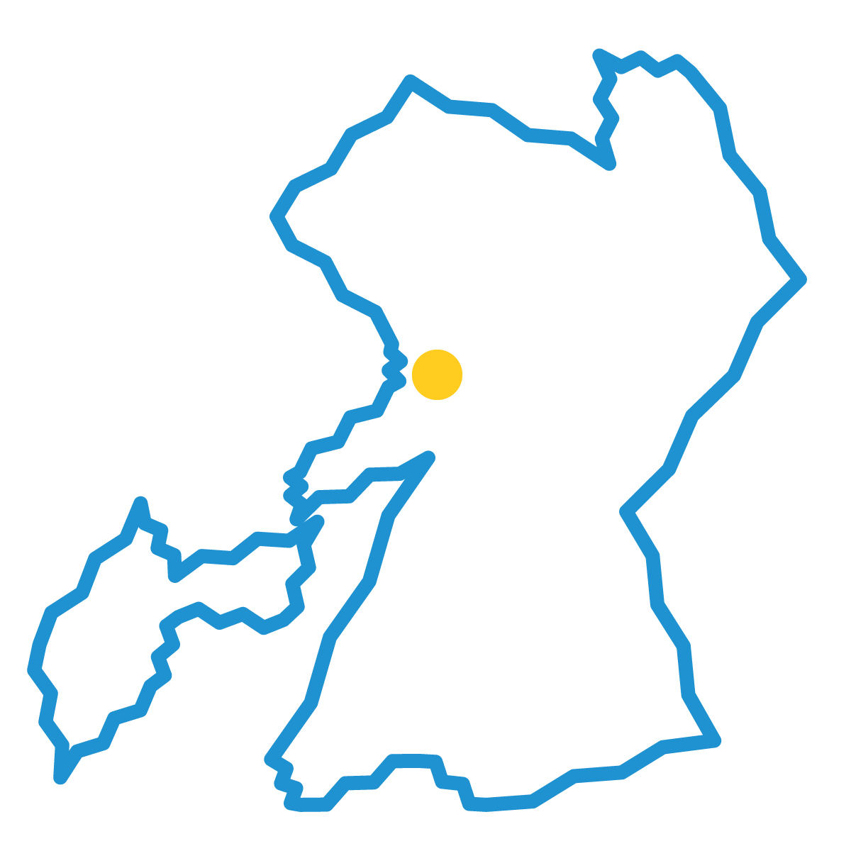 熊本県の無料フリーイラスト｜簡易・県庁あり・ジグザグ(青)