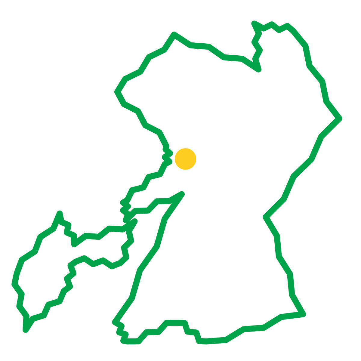熊本県の無料フリーイラスト|簡易・県庁あり・ジグザグ(緑)