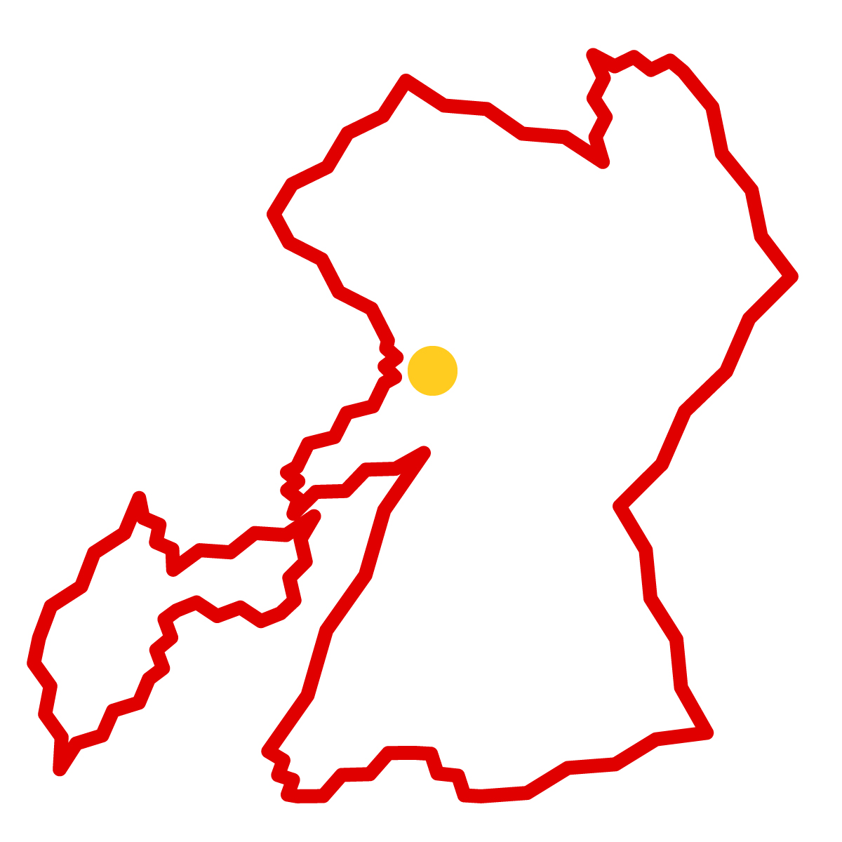 熊本県の無料フリーイラスト｜簡易・県庁あり・ジグザグ(赤)