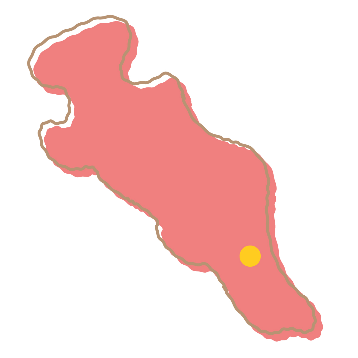 京都府の無料フリーイラスト|簡易・県庁あり・イラスト風(赤)
