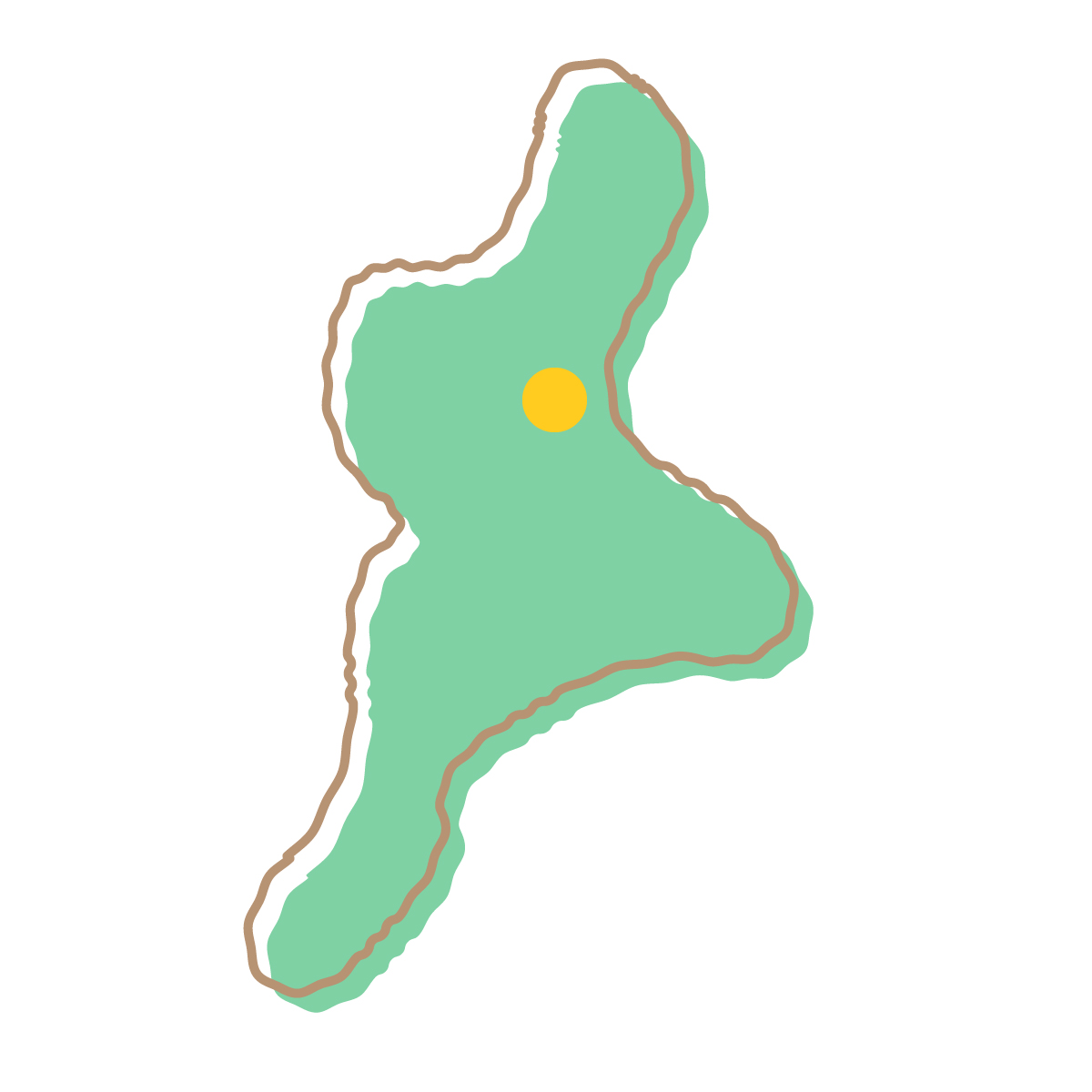 三重県の無料フリーイラスト|簡易・県庁あり・イラスト風(緑)
