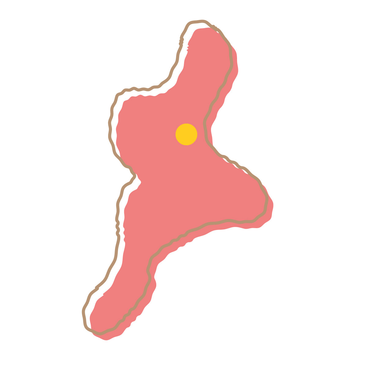 三重県の無料フリーイラスト|簡易・県庁あり・イラスト風(赤)