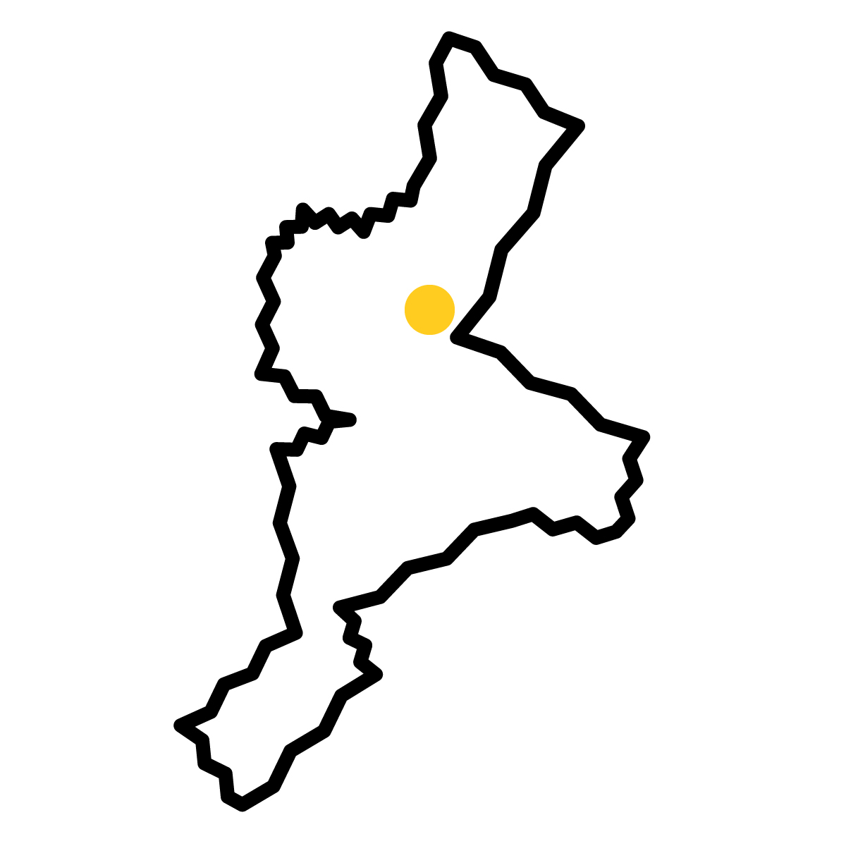 三重県の無料フリーイラスト|簡易・県庁あり・ジグザグ(黒)