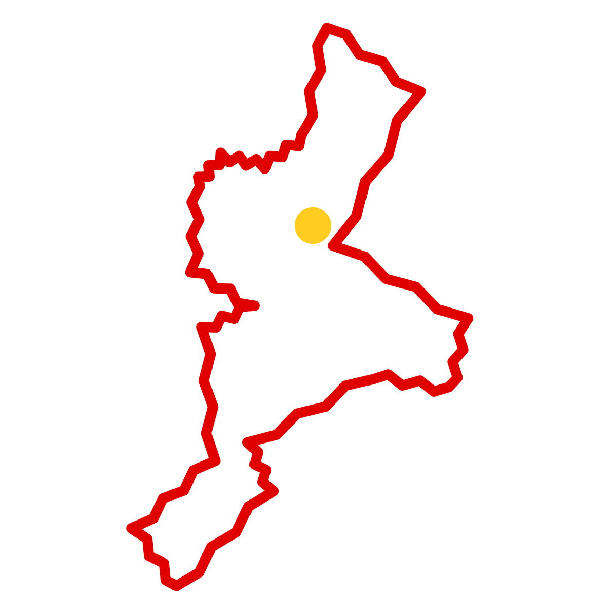 三重県の無料フリーイラスト|簡易・県庁あり・ジグザグ(赤)