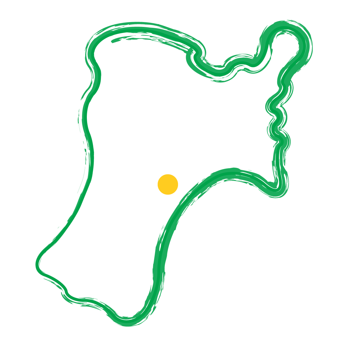 宮城県の無料フリーイラスト|簡易・県庁あり・毛筆(緑)