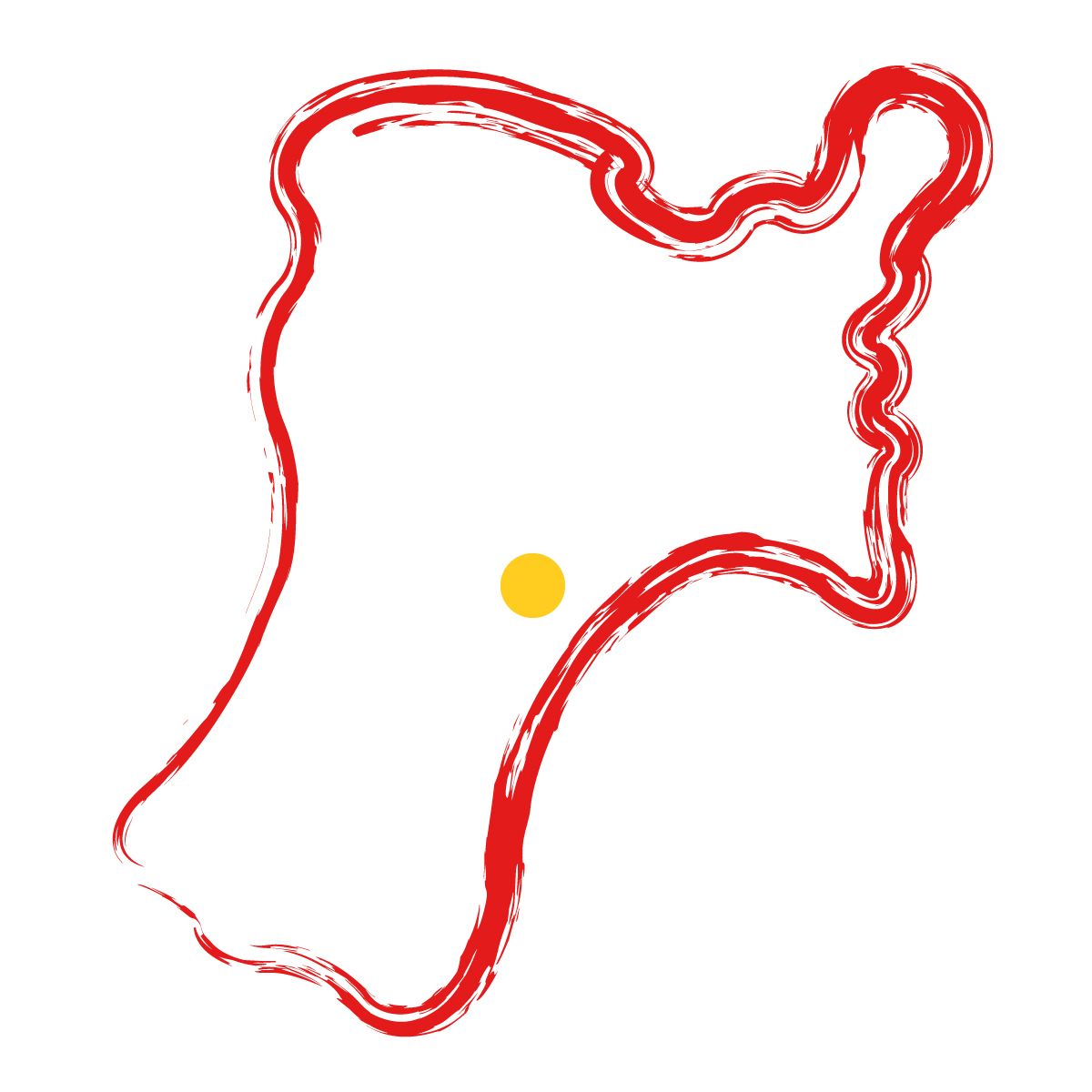 宮城県の無料フリーイラスト|簡易・県庁あり・毛筆(赤)