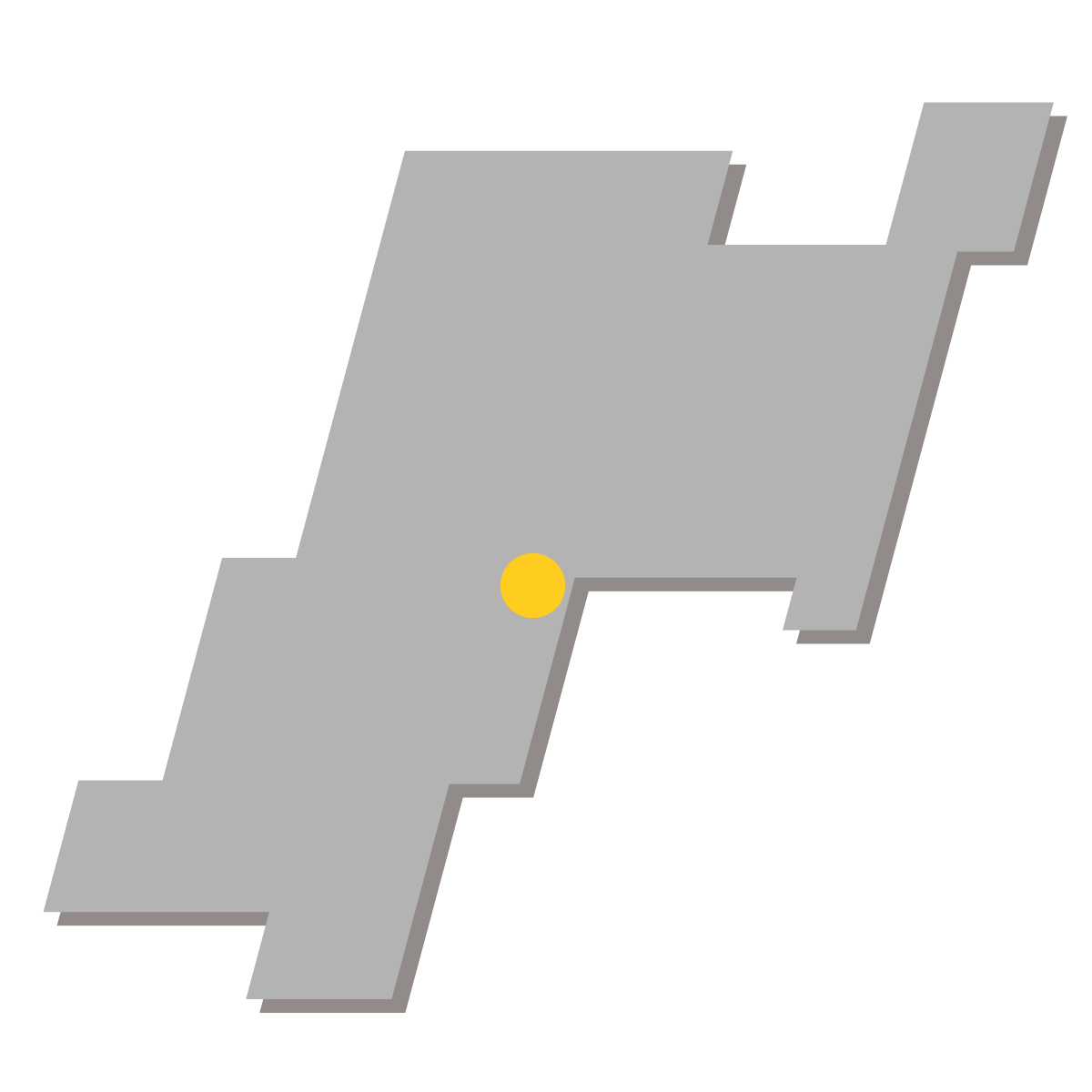 宮城県の無料フリーイラスト｜簡易・県庁あり・四角斜め(グレー)