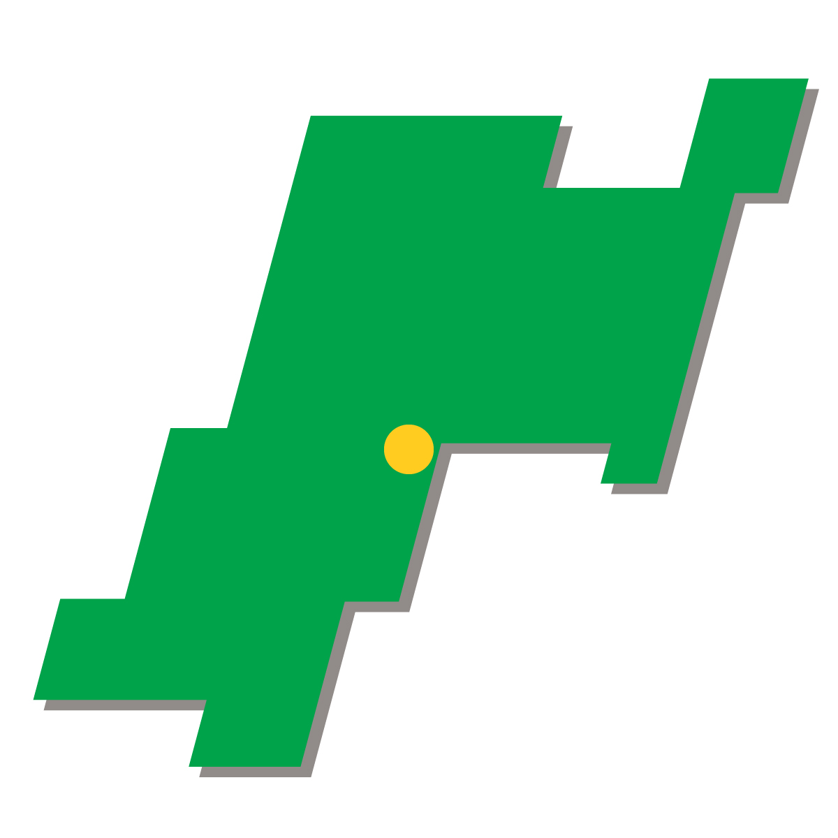宮城県の無料フリーイラスト｜簡易・県庁あり・四角斜め(緑)
