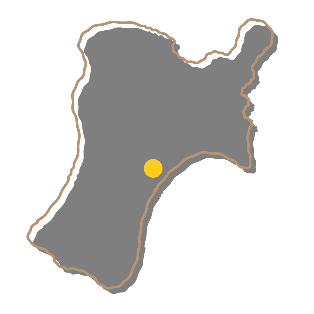 宮城県の無料フリーイラスト|簡易・県庁あり・イラスト風(黒)