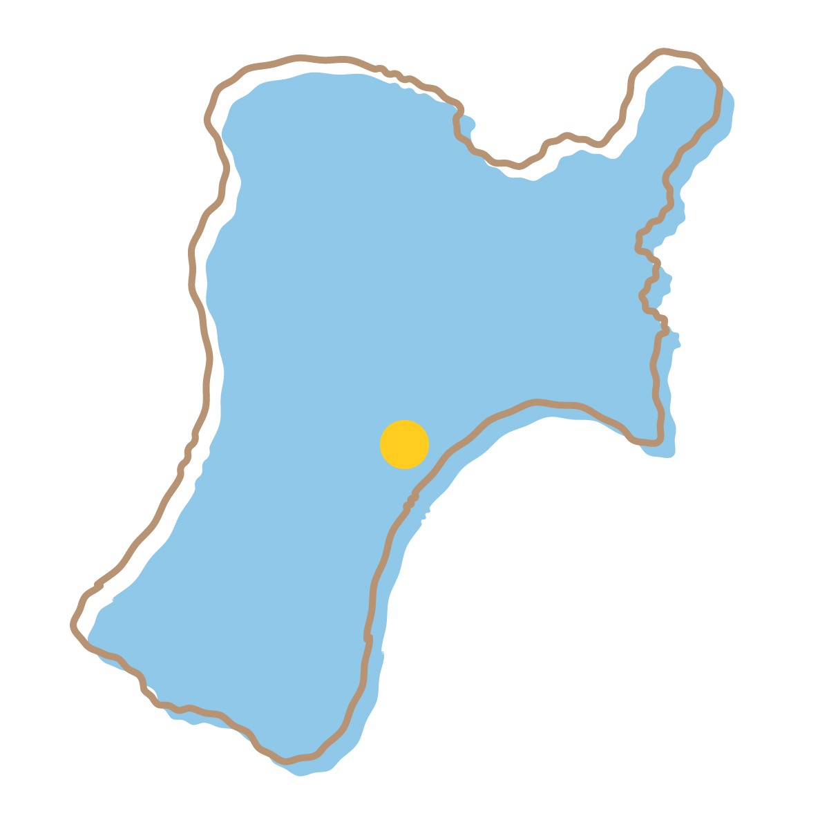 宮城県の無料フリーイラスト｜簡易・県庁あり・イラスト風(青)