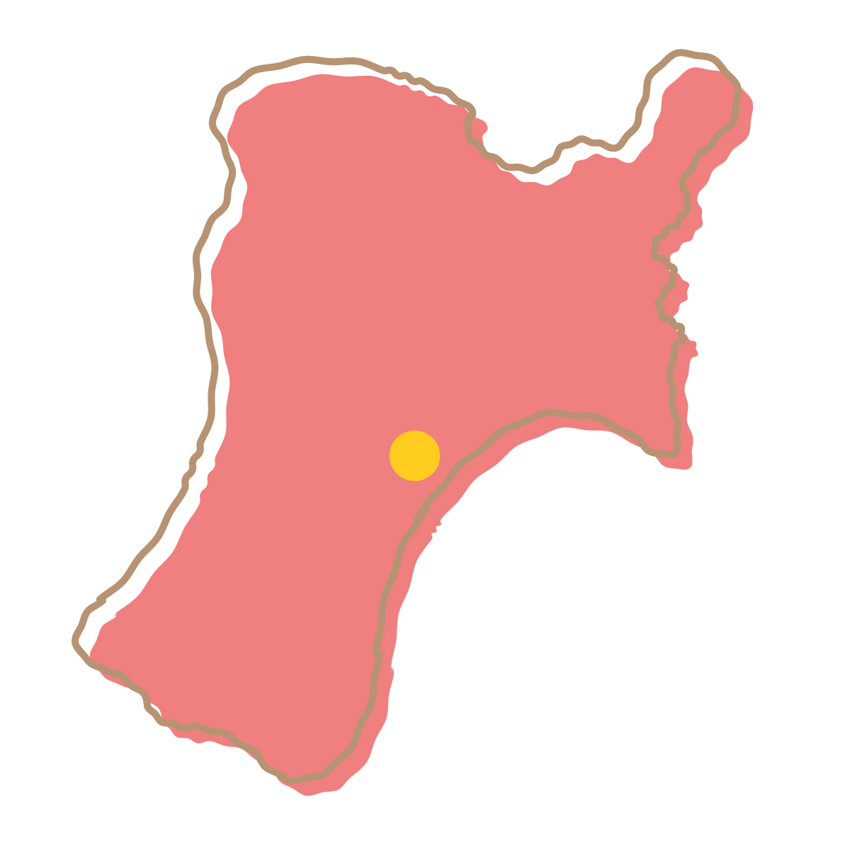 宮城県の無料フリーイラスト｜簡易・県庁あり・イラスト風(赤)