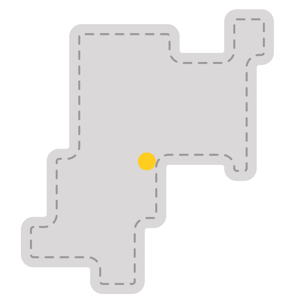 宮城県の無料フリーイラスト|簡易・県庁あり・角丸ステッチ(グレー)