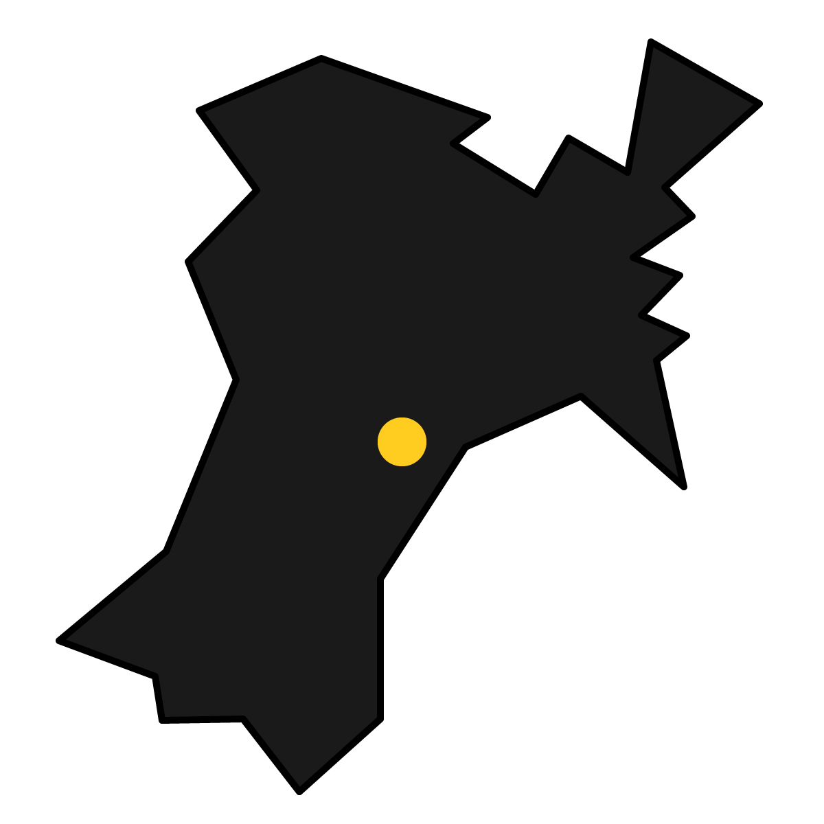 宮城県の無料フリーイラスト|簡易・県庁あり・三角(黒)