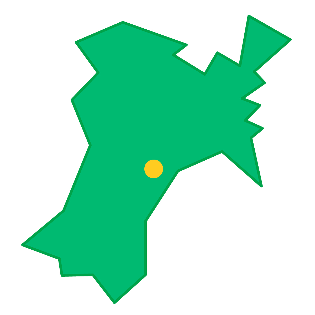 宮城県の無料フリーイラスト|簡易・県庁あり・三角(緑)