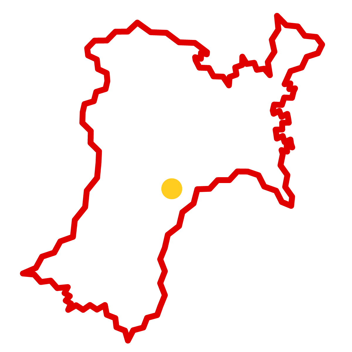 宮城県の無料フリーイラスト｜簡易・県庁あり・ジグザグ(赤)