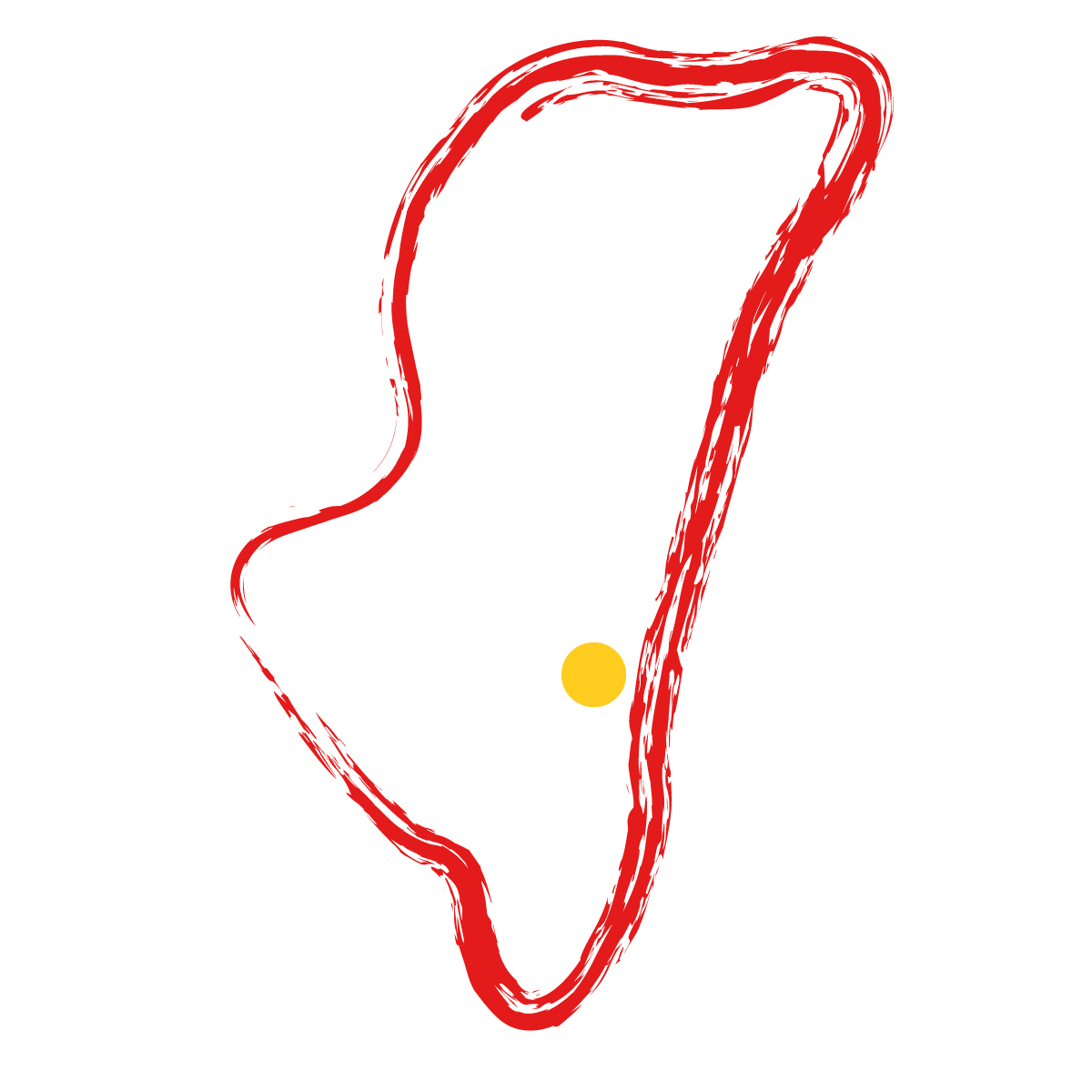 宮崎県の無料フリーイラスト|簡易・県庁あり・毛筆(赤)