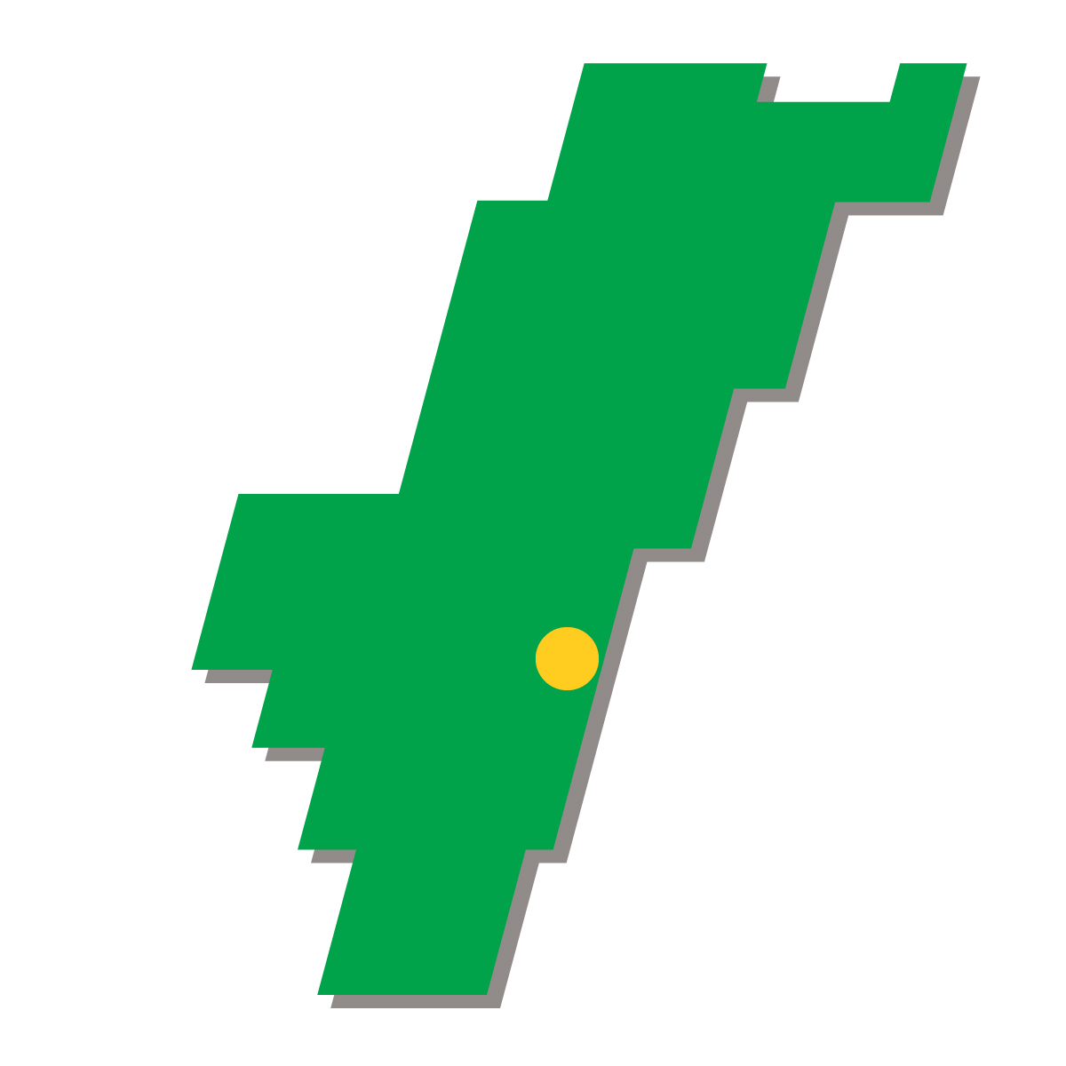 宮崎県の無料フリーイラスト｜簡易・県庁あり・四角斜め(緑)