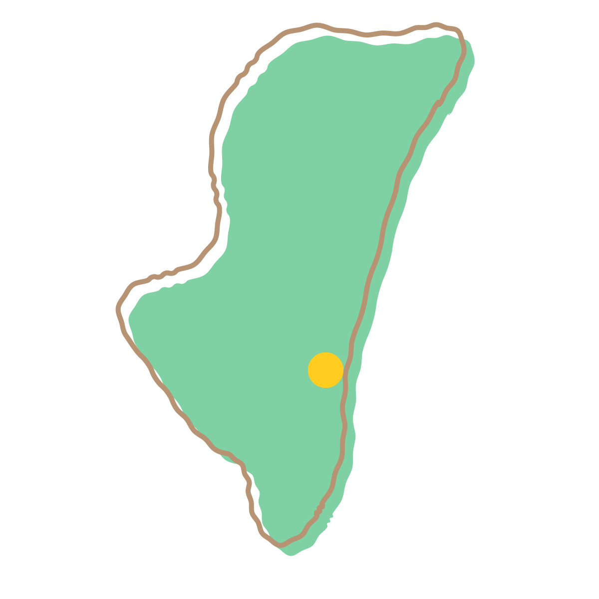 宮崎県の無料フリーイラスト|簡易・県庁あり・イラスト風(緑)