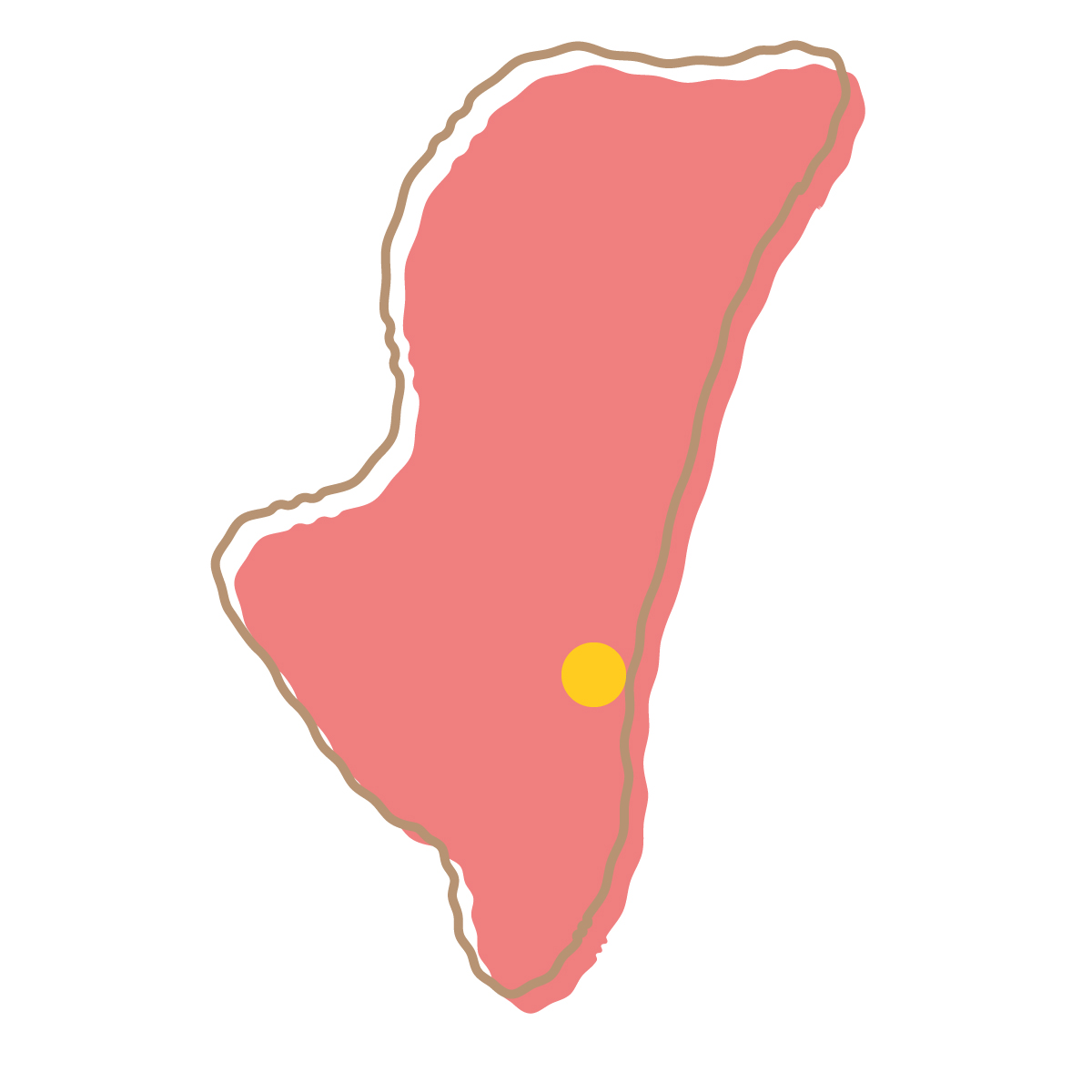 宮崎県の無料フリーイラスト|簡易・県庁あり・イラスト風(赤)