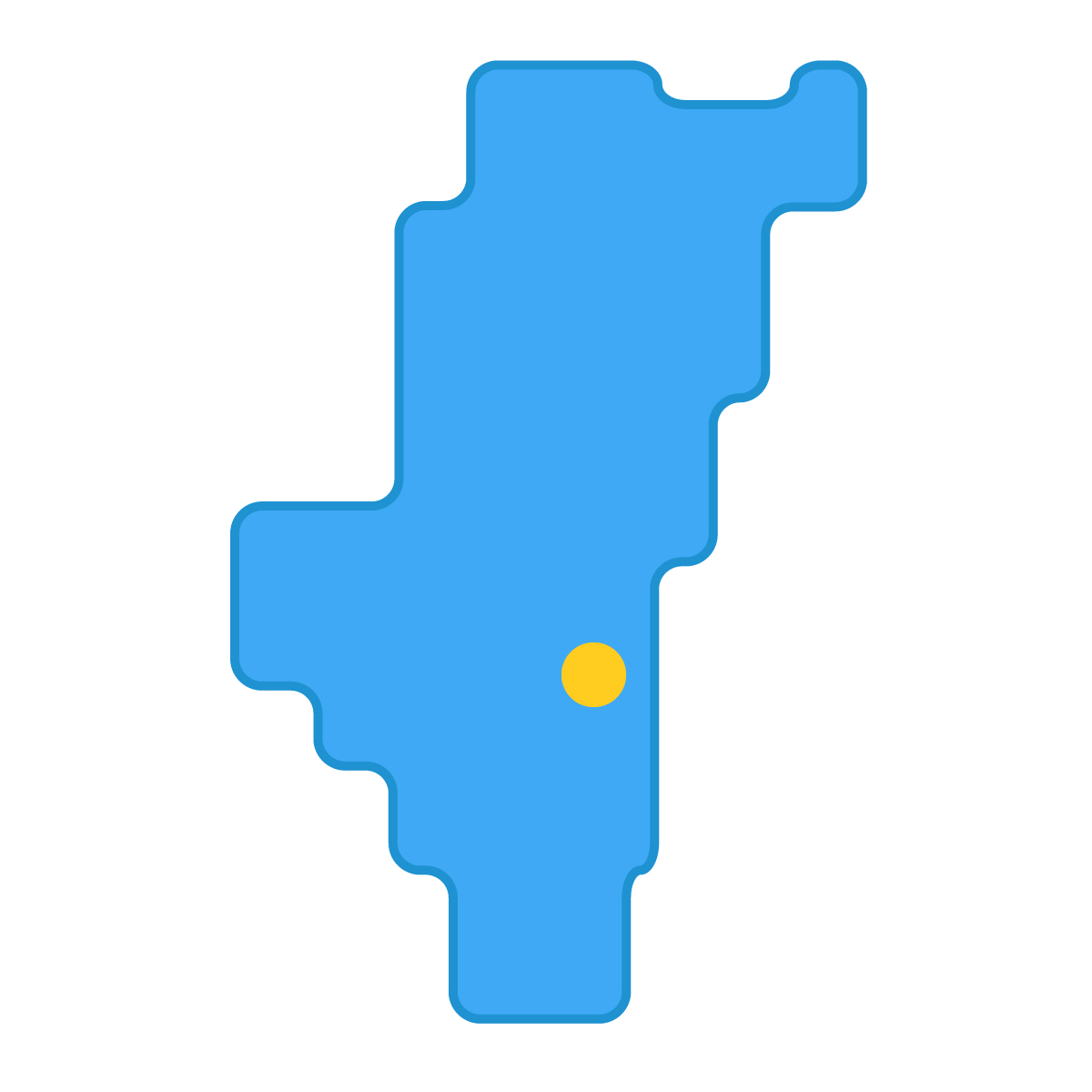 宮崎県の無料フリーイラスト|簡易・県庁あり・角丸(青)