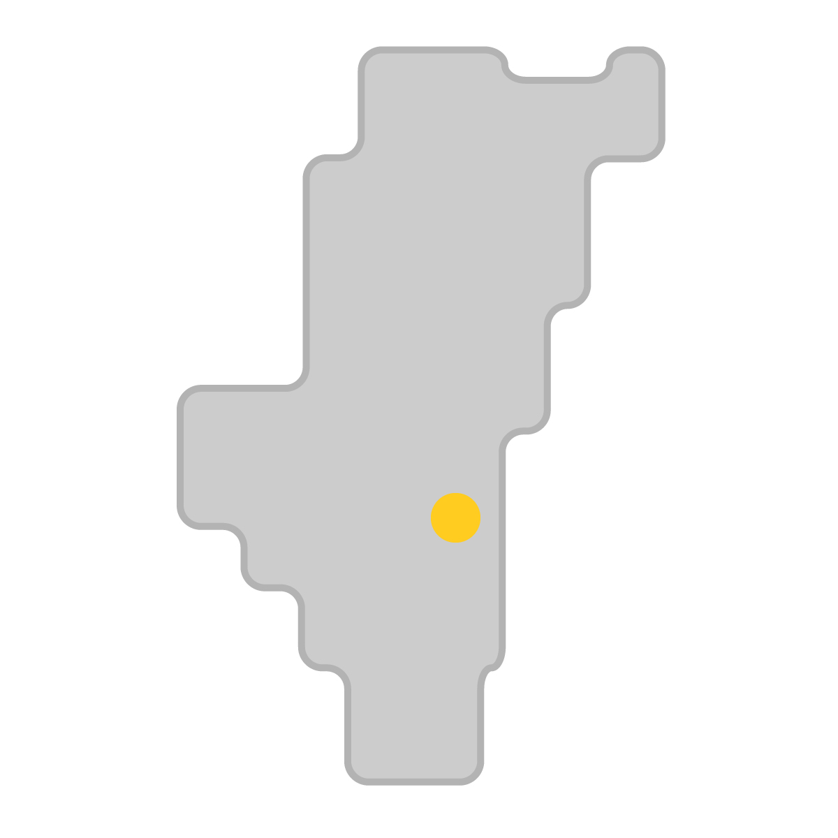 宮崎県の無料フリーイラスト｜簡易・県庁あり・角丸(グレー)
