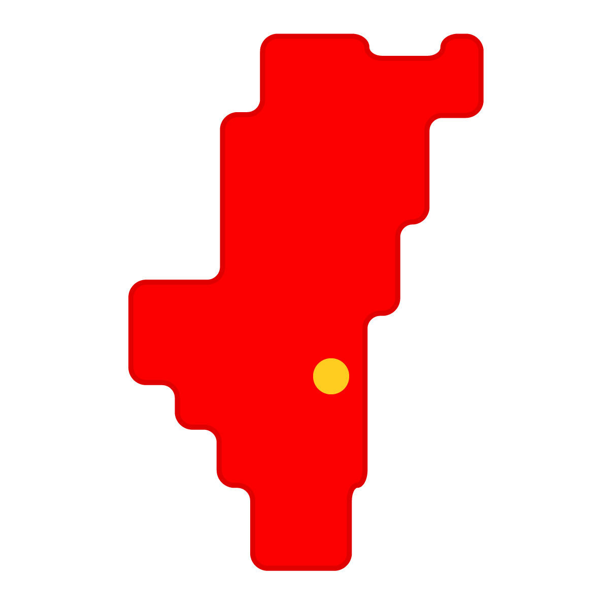 宮崎県の無料フリーイラスト｜簡易・県庁あり・角丸(赤)
