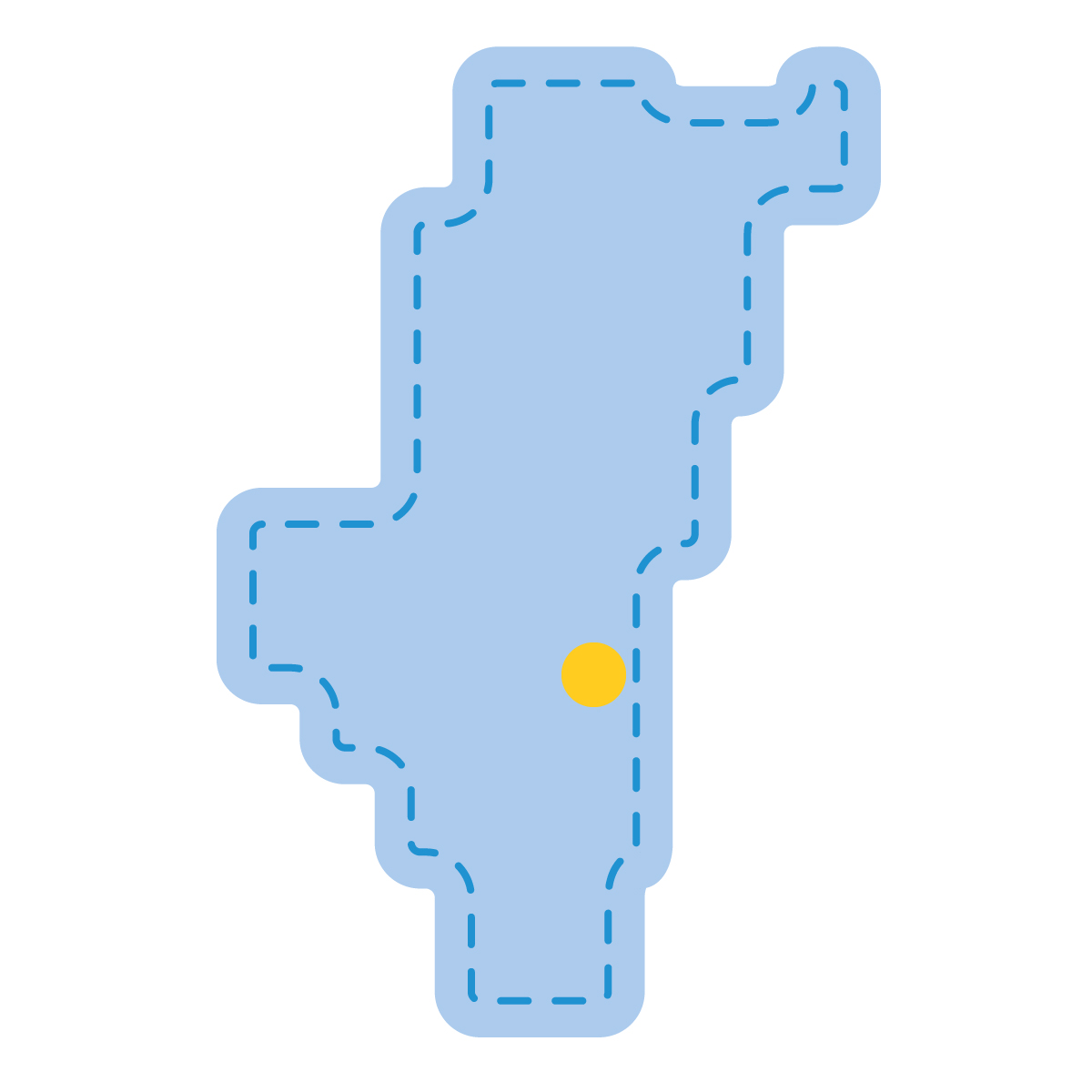 宮崎県の無料フリーイラスト｜簡易・県庁あり・角丸ステッチ(青)