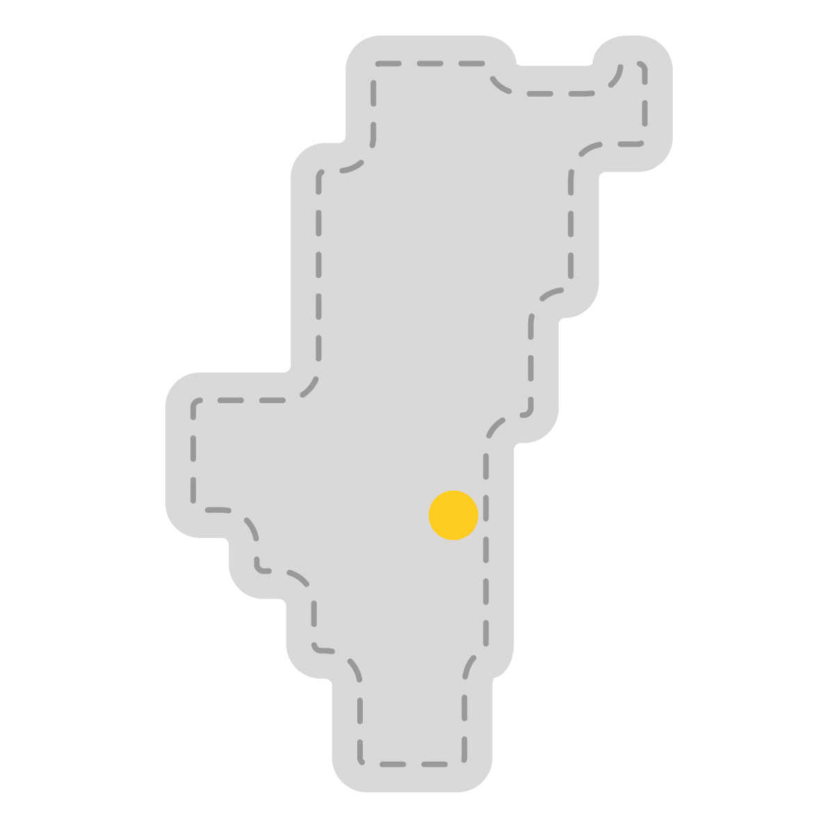 宮崎県の無料フリーイラスト｜簡易・県庁あり・角丸ステッチ(グレー)