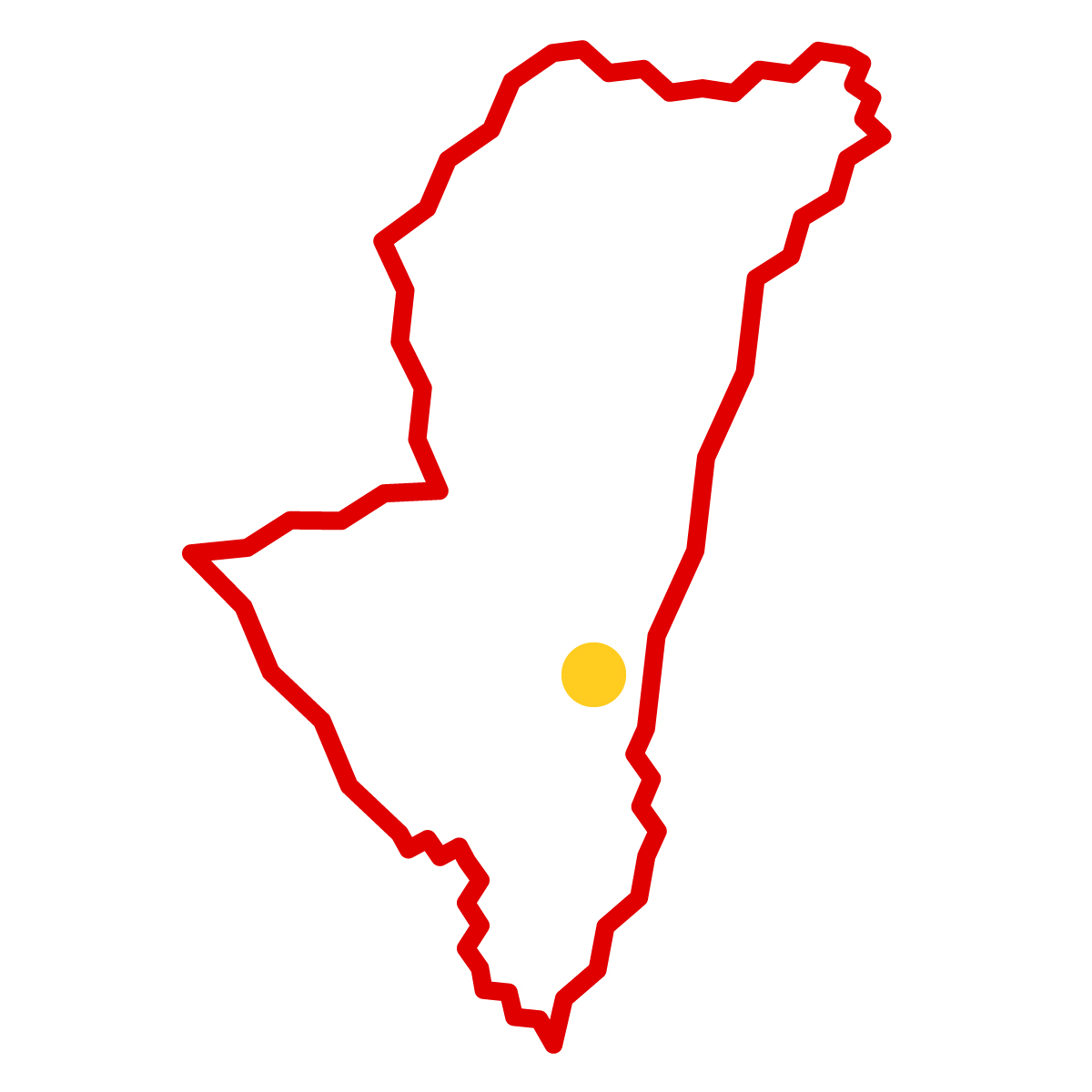 宮崎県の無料フリーイラスト|簡易・県庁あり・ジグザグ(赤)