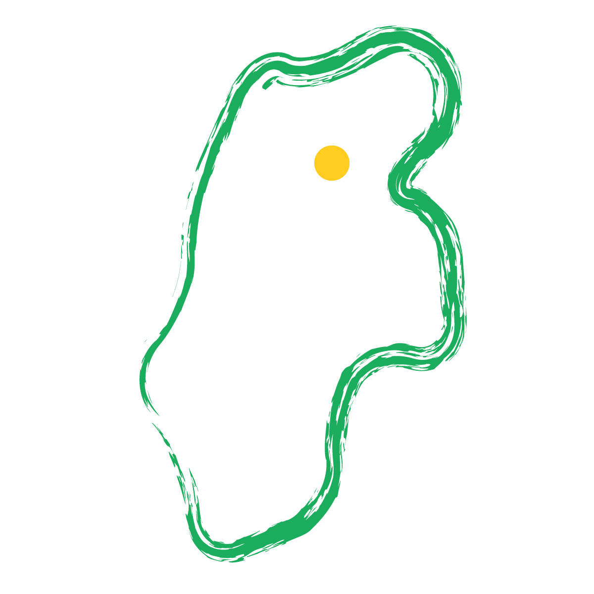 長野県の無料フリーイラスト|簡易・県庁あり・毛筆(緑)