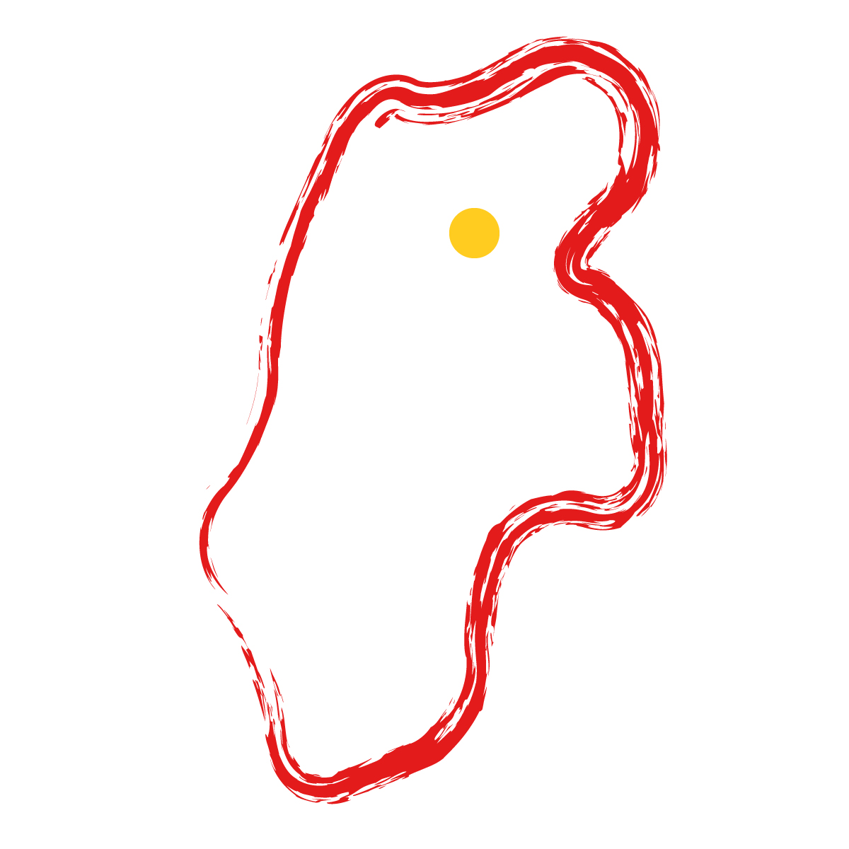 長野県の無料フリーイラスト|簡易・県庁あり・毛筆(赤)