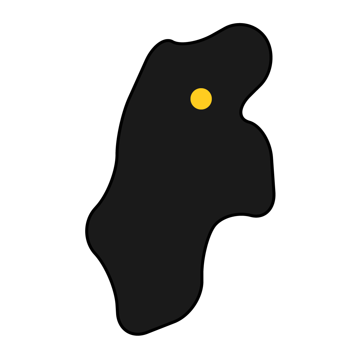 長野県の無料フリーイラスト｜簡易・県庁あり・曲線(黒)