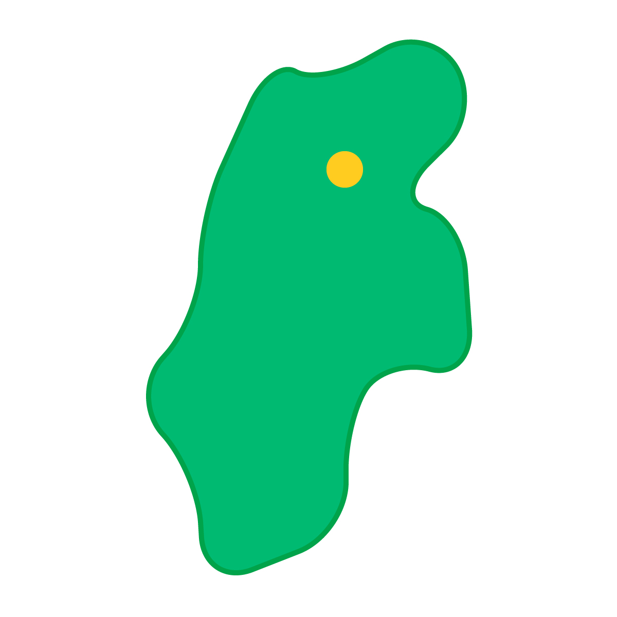 長野県の無料フリーイラスト|簡易・県庁あり・曲線(緑)