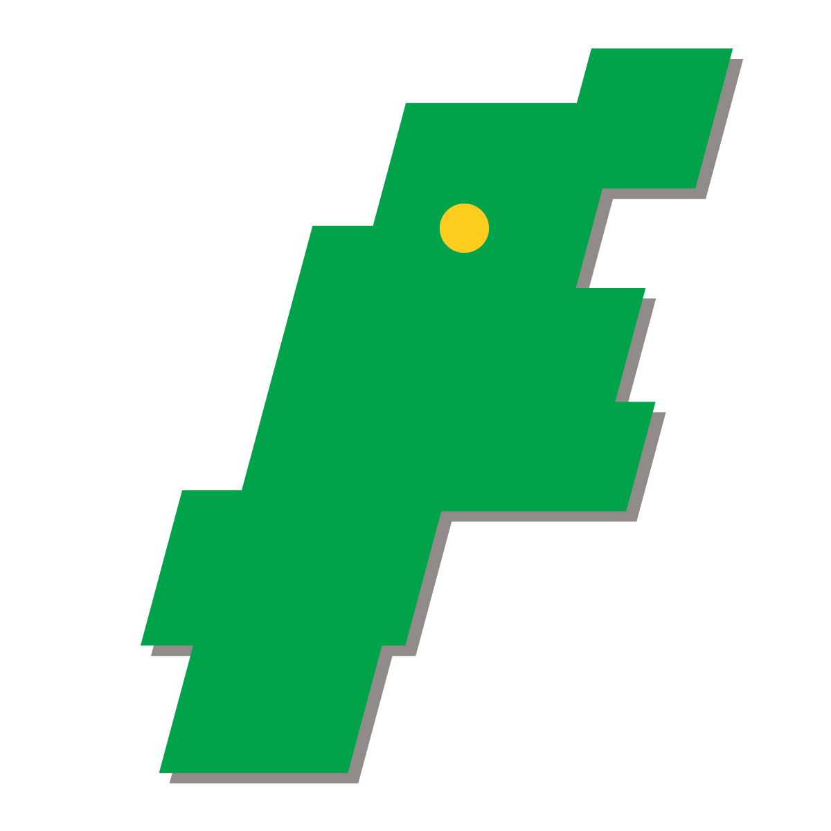 長野県の無料フリーイラスト｜簡易・県庁あり・四角斜め(緑)