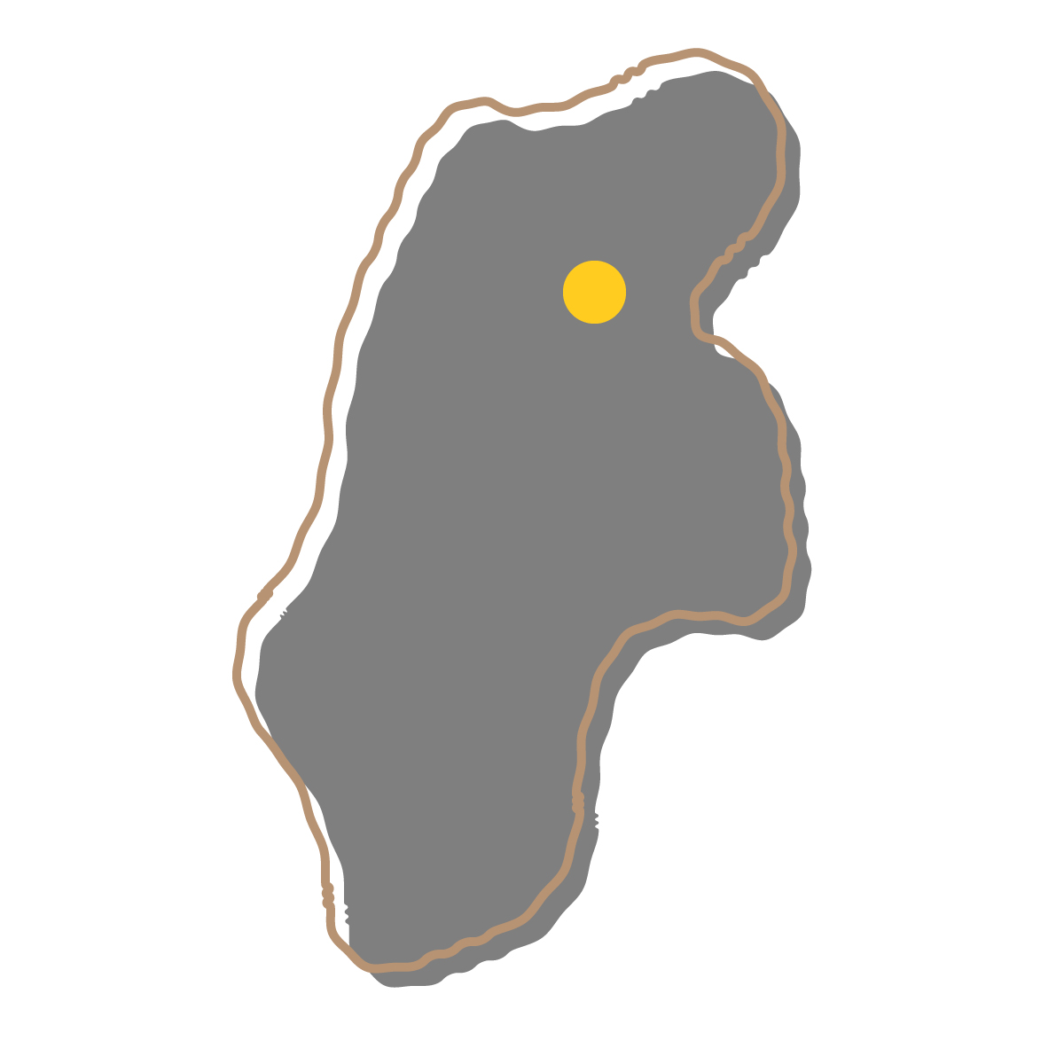 長野県の無料フリーイラスト|簡易・県庁あり・イラスト風(黒)