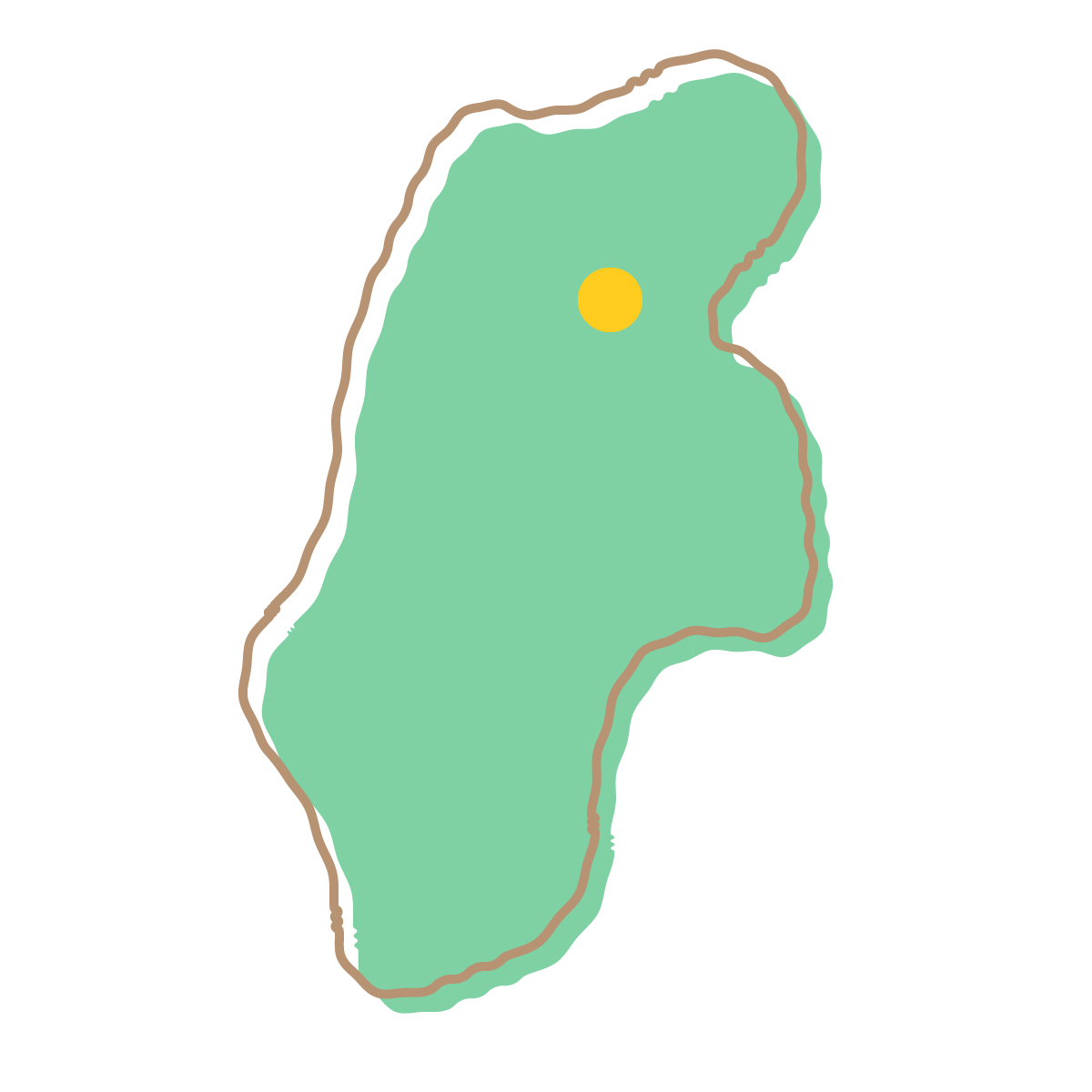 長野県の無料フリーイラスト|簡易・県庁あり・イラスト風(緑)