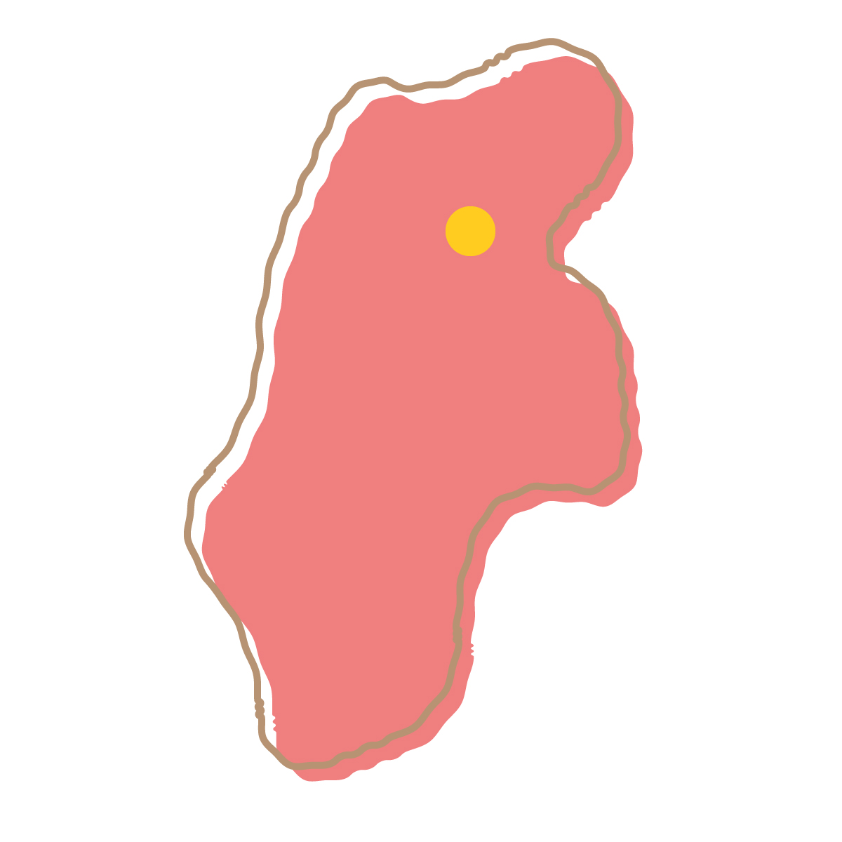 長野県の無料フリーイラスト|簡易・県庁あり・イラスト風(赤)