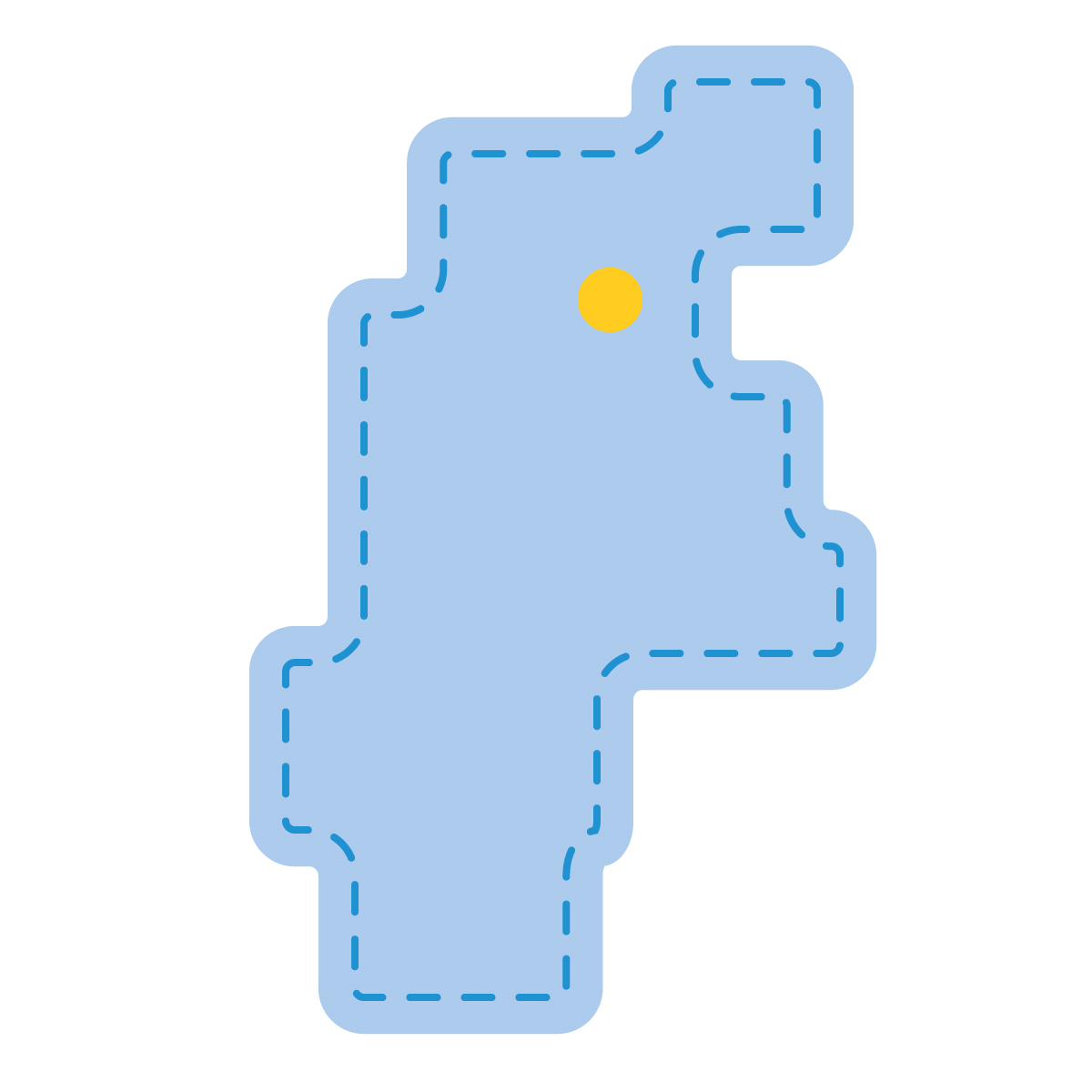 長野県の無料フリーイラスト|簡易・県庁あり・角丸ステッチ(青)